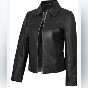 Decrum Womens Leather Jacket - Real Lambskin Trucker Style Leather Jacket